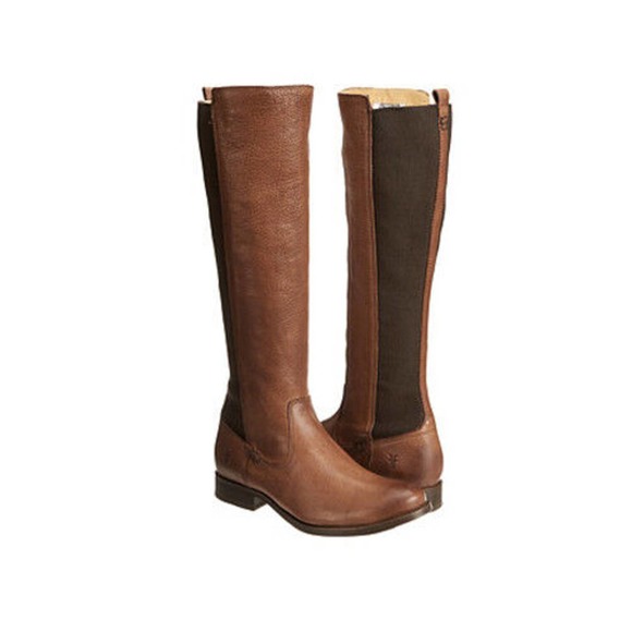 Frye Shoes - Frye Molly Elastic Back Tall Leather Riding Boots Women's 7.5 B Whiskey Brown